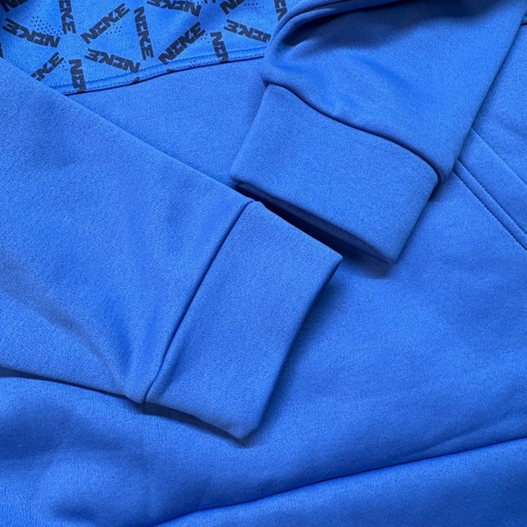 Nike Therma-FIT Mens XL Blue All Over Logo Print Hoodie - Picture 11 of 13